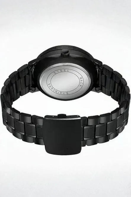 Stainless Steel Spinning Watch Red Dial Black Strap