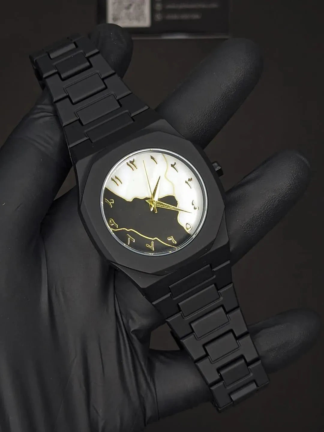 Men Carbon Fiber Black Arabic Watch