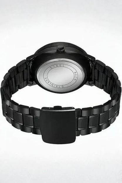 Stainless Steel Spinning Watch Red Dial Black Strap