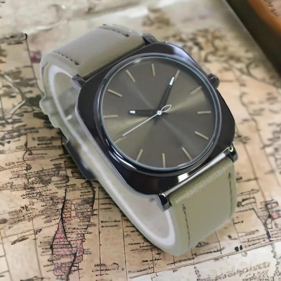 Men's Black Square Quartz Watch with Red Second Hand