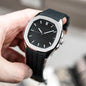 Men's Water Resistant Quartz Watch with Textured Rubber Strap