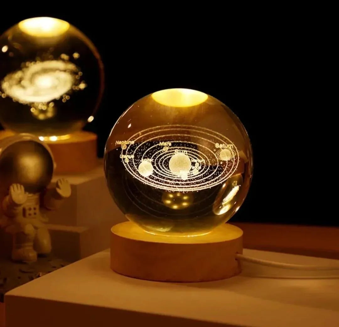Golden 3D Crystal Ball Night Lamp USB Rechargeable