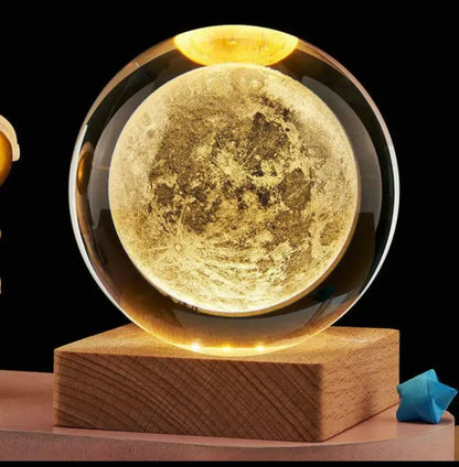 Golden 3D Crystal Ball Night Lamp USB Rechargeable
