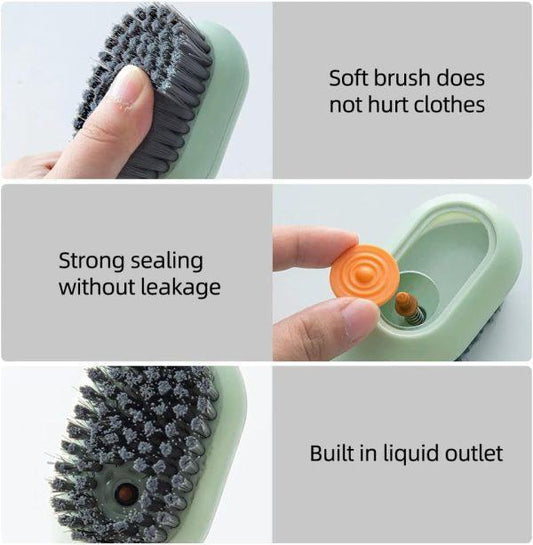 Soft Bristle Shoe Brush with Leak Proof Liquid Outlet