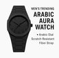 Black Arabic Dial Fiber Strap Watch for Men