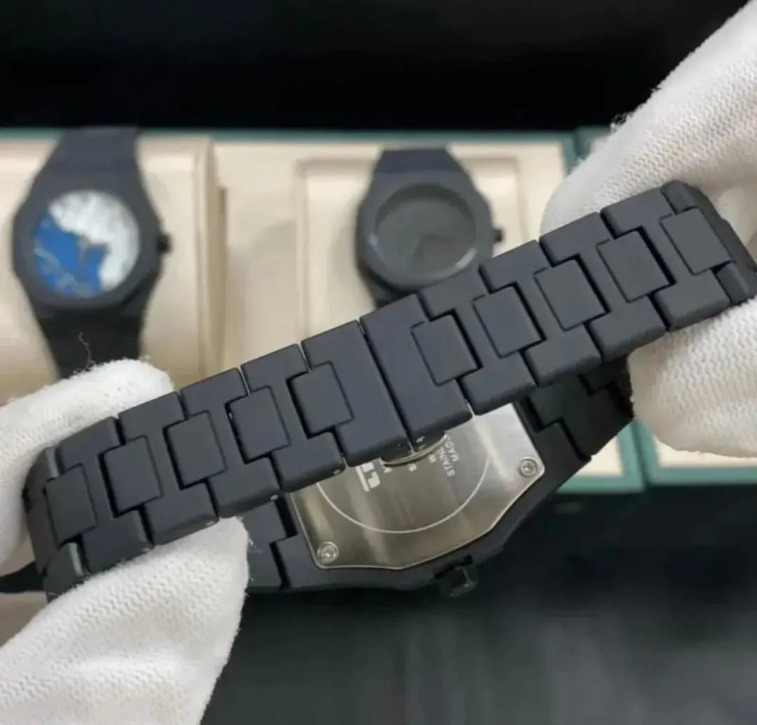 Black Arabic Dial Fiber Strap Watch for Men