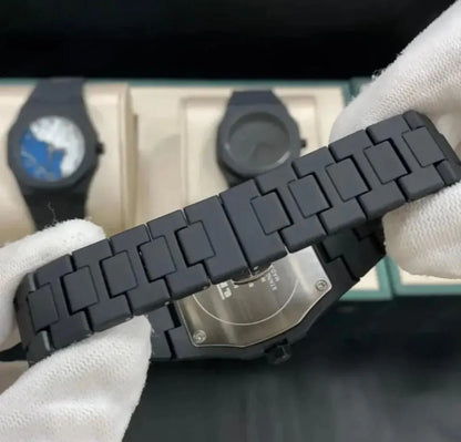 Black Arabic Dial Fiber Strap Watch for Men