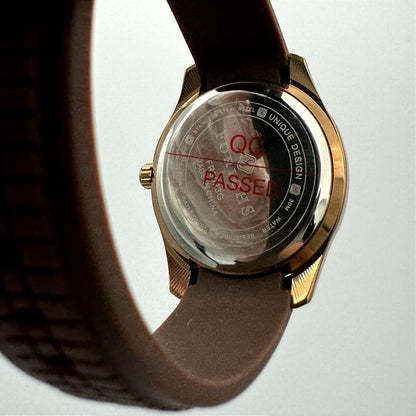 Men's Stainless Steel Watch with Brown Strap