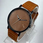 TOMI Minimalist Analog Quartz Watch Orange Leather Strap