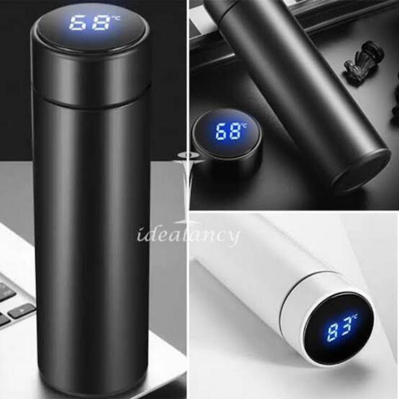 Digital Temp Display Stainless Steel Water Bottle 500ml Black