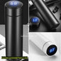 Digital Temp Display Stainless Steel Water Bottle 500ml Black